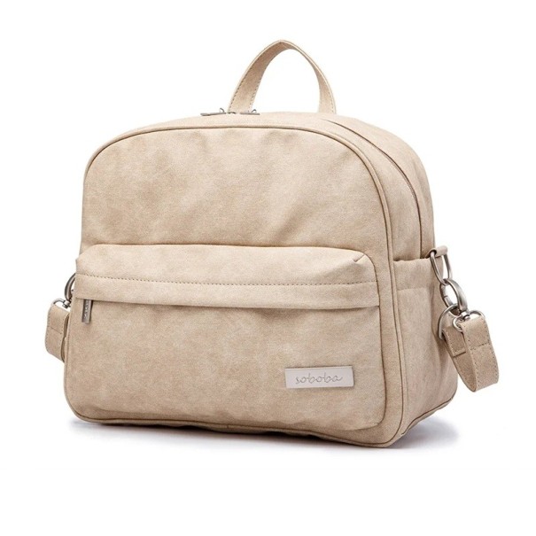 Štýlový baby batoh na plienky 35x29x15 cm PU materiál Vodeodolná multifunkčná prebaľovacia taška pre mamičky Praktický organizér na cestovanie khaki