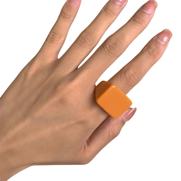 Stylový dámský prstýnek šířka 1,8 cm Čtvercový tvar Široké okraje Elegantní moderní prsten Módní výrazný doplněk oranžová