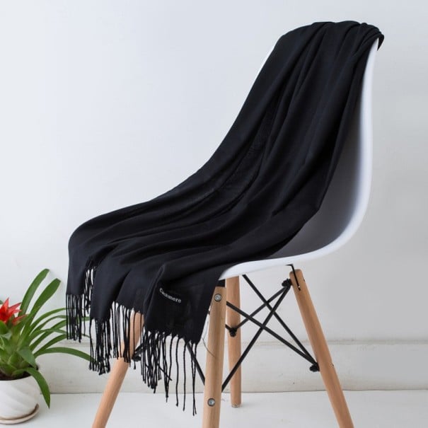 Štýlový unisex kašmírový šál J3539 čierna