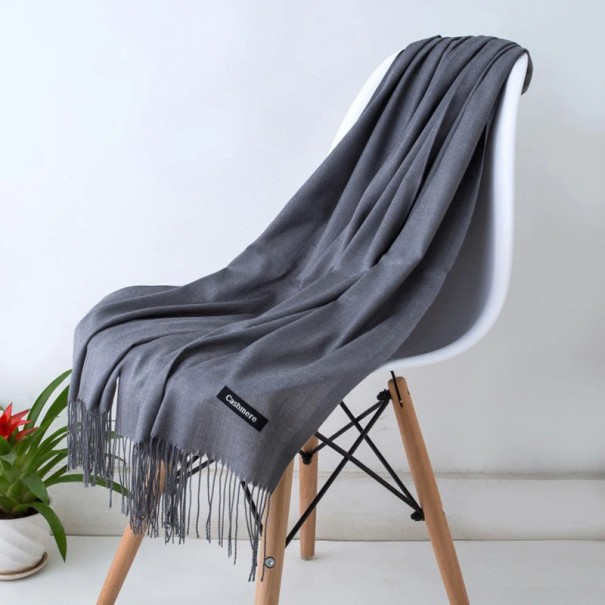 Štýlový unisex kašmírový šál J3539 tmavo sivá