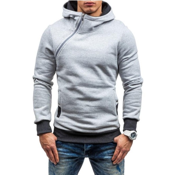 Stylowa męska bluza z ciekawym zamkiem J946 jasnoszary XS