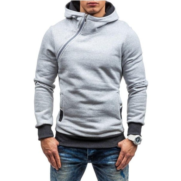Stylowa męska bluza z ciekawym zamkiem J946 jasnoszary M