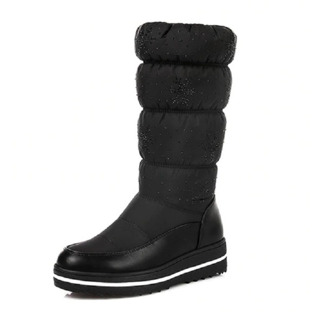 Stylowe botki zimowe damskie z płatkami J1203 czarny 36