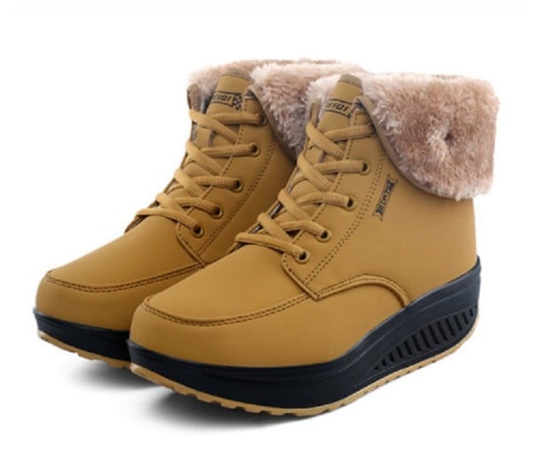 Stylowe buty zimowe damskie J1771 żółty 37