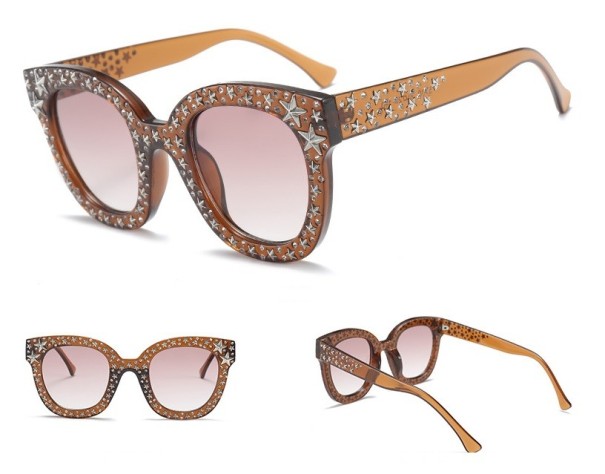 Stylowe damskie okulary przeciwsłoneczne retro J3017 ciemny brąz