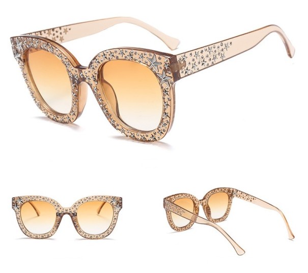 Stylowe damskie okulary przeciwsłoneczne retro J3017 jasny brąz
