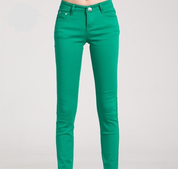 Stylowe jeansy damskie - zielone 26