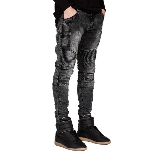 Stylowe męskie jeansy z przetarciami J970 szary 30