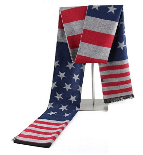 Stylowy szalik męski - flaga USA 1