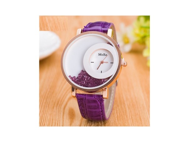 Stylowy zegarek damski z zegarem w cyferblacie J3176 fioletowy