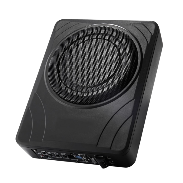 SucceBuy nízkoprofilový subwoofer do auta 150 W pod sedadlo 8 palců se zesilovačem 32,2 x 23,5 x 8 cm hliníkový černý 12 V YL-803C 1