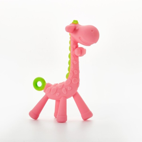 Sucette en silicone girafe rose