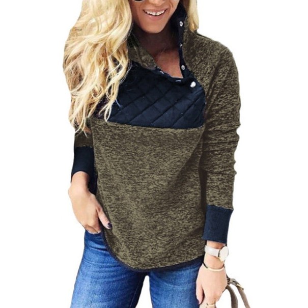Sudadera con botones para mujer caqui XXL