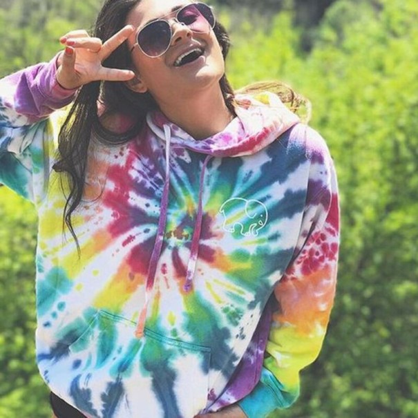 Sudadera con capucha arcoíris para mujer S