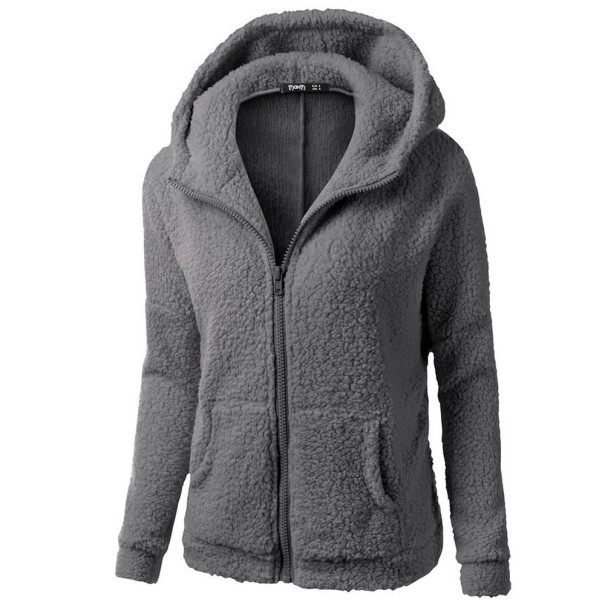 Sudadera con capucha peluda para mujer gris oscuro 3XL