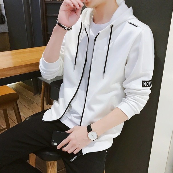 Sudadera con capucha y cremallera para hombre F56 blanco S