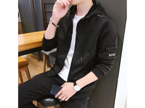 Sudadera con capucha y cremallera para hombre F56 negro XL