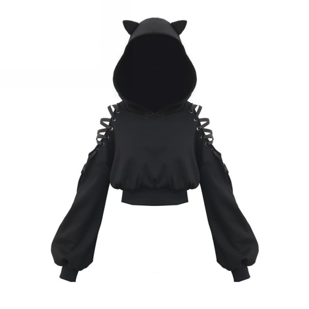 Sudadera corta de mujer con aberturas S