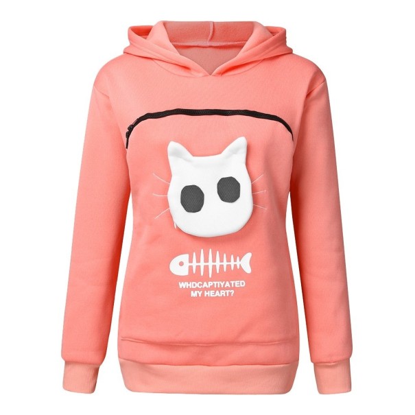 Sudadera de gato para mujer rosa S