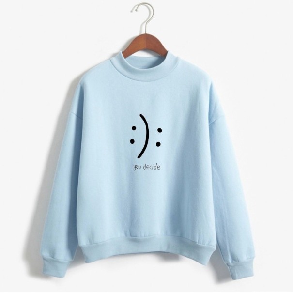 Sudadera de mujer con cara sonriente azul claro M