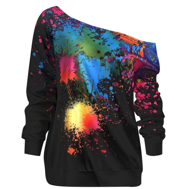 Sudadera de mujer con estampado colorido negro L