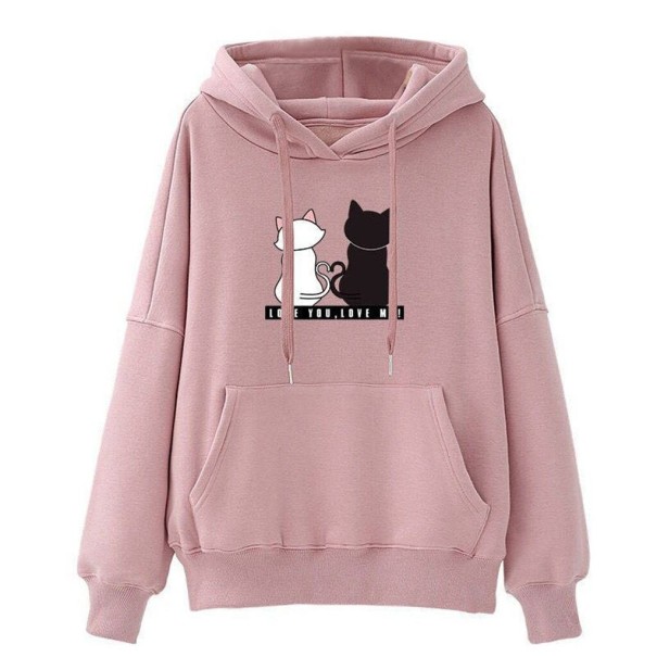 Sudadera de mujer con gatos rosa S