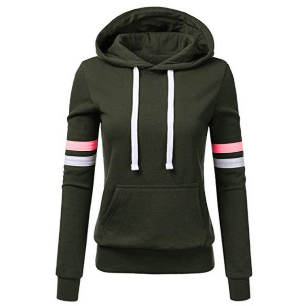 Sudadera de mujer con rayas verde militar XL