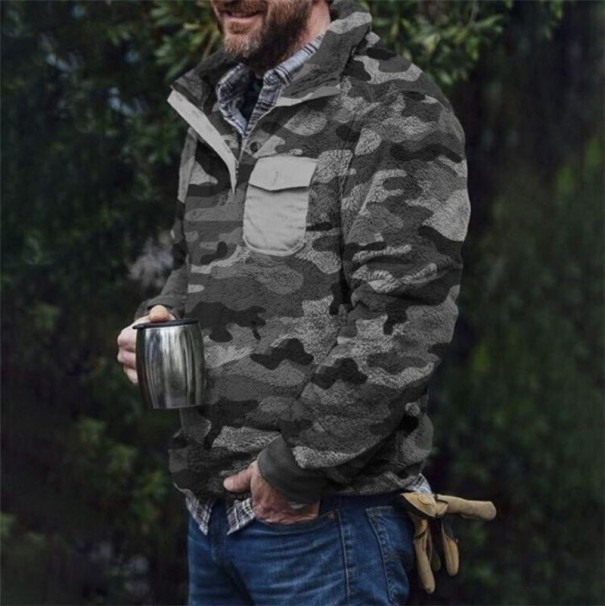 Sudadera de pelo para hombre F39 gris XXS