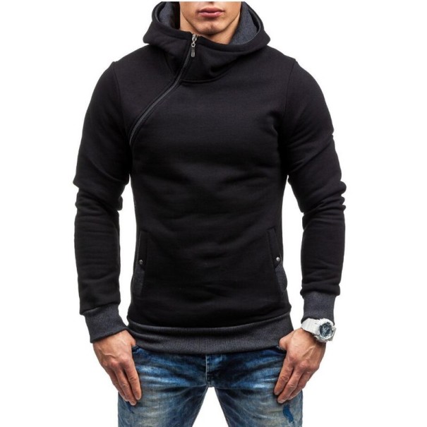 Sudadera elegante para hombre con una cremallera interesante J946 negro L