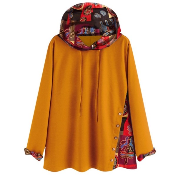 Sudadera holgada de mujer con estampado ocre 3XL