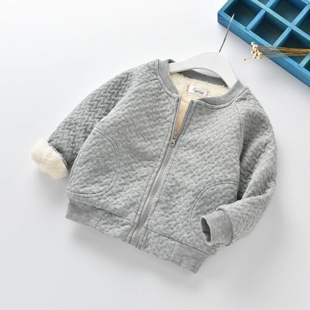 Sudadera infantil con forro de peluche gris 2