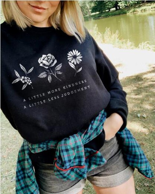 Sudadera mujer flores A7 negro XL