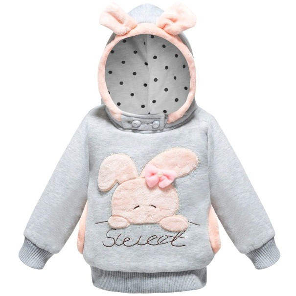 Sudadera niña con conejo gris 2