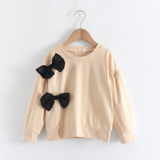 Sudadera niña con lazos beige 4