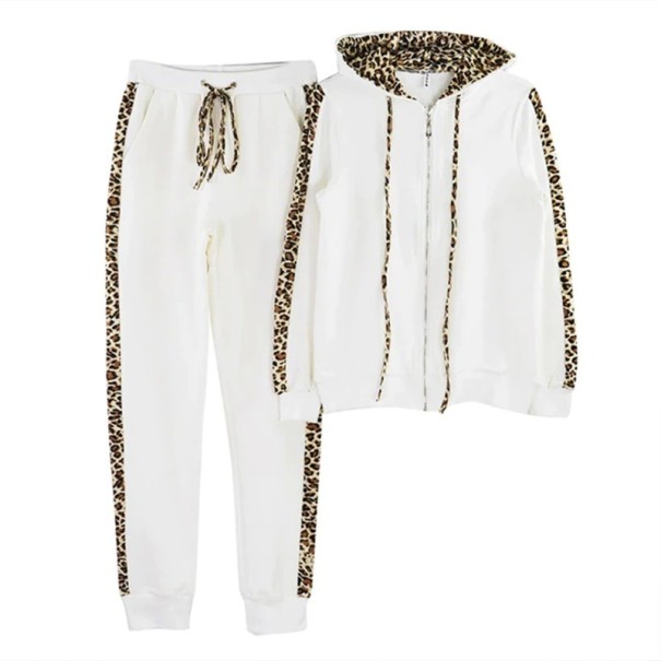 Sudadera y pantalón de chándal de leopardo para mujer blanco XS