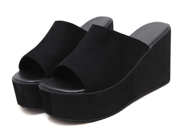 Suède platformpantoffels voor dames