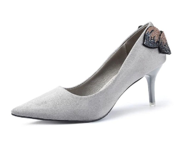 Suède pumps voor dames met strik J1761 zilver 37