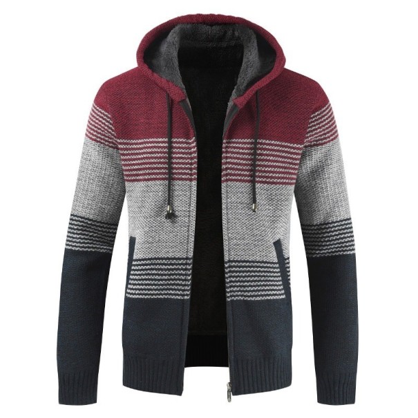 Suéter con cremallera para hombre F176 burdeos L 2