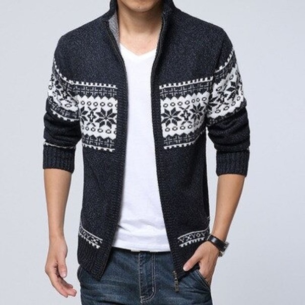 Suéter con cremallera para hombre F198 azul oscuro XL