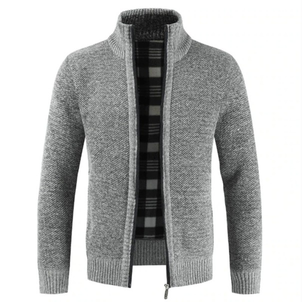 Suéter con cremallera para hombre gris claro L