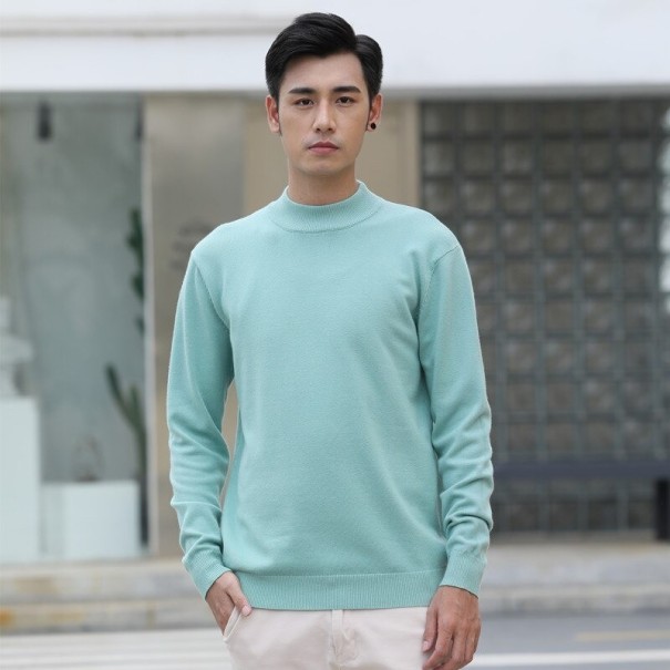 Suéter de cuello alto para hombre F187 verde claro S