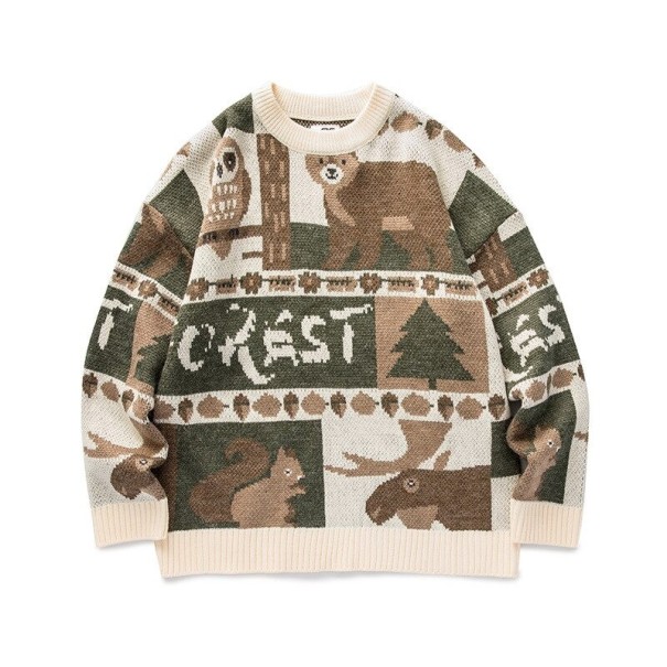 Suéter de hombre con animales beige M
