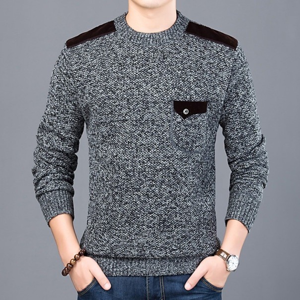 Suéter de hombre con bolsillo F206 gris oscuro XS