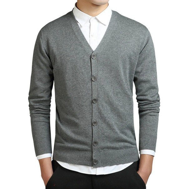 Suéter de hombre con botones gris oscuro XS