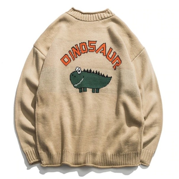 Suéter de hombre con dinosaurio F191 beige S