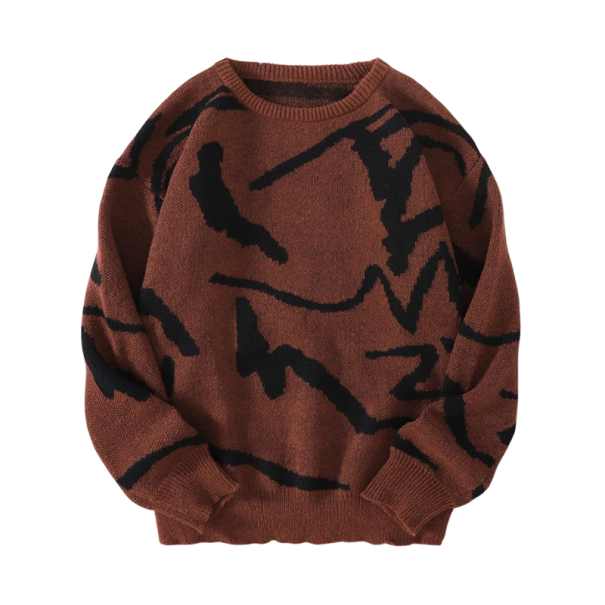 Suéter de hombre con manga larga y escote en O Patrón sencillo Suéter de punto elegante Moda de otoño e invierno Poliéster Varios colores marrón L