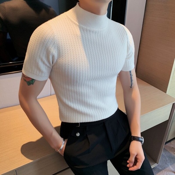 Suéter de manga corta para hombre blanco L