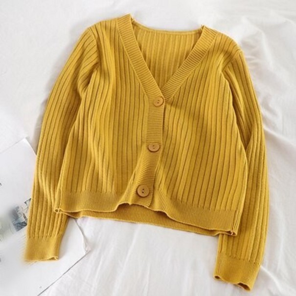 Suéter de mujer con botones G219 amarillo