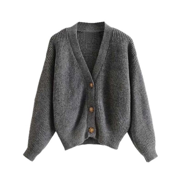 Suéter de mujer con botones gris M