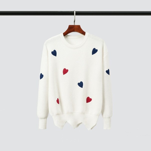 Suéter de mujer con corazones blanco XS